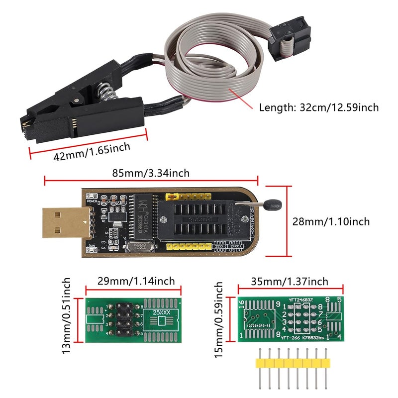 XIITIA SOP8/SOIC8 Test Clip and CH341A USB Programmer Flash 24 25 EEPROM BIOS Writer SPI USB to TTL - Image 2